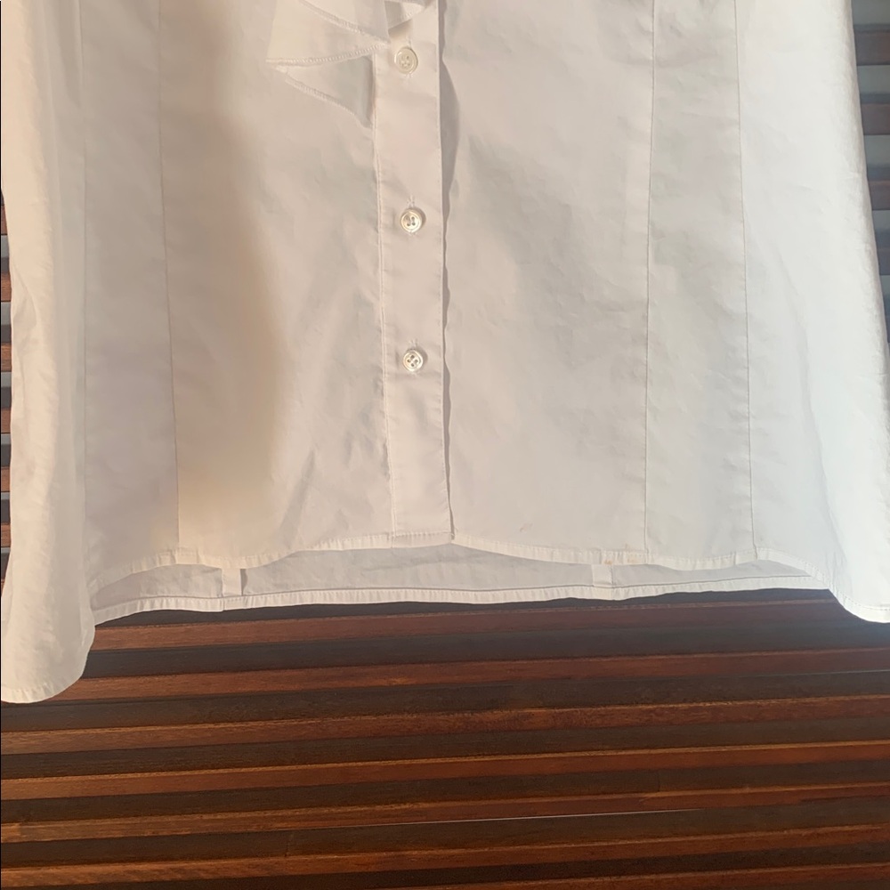 BCBGMaxAzria White Ruffled Button-Down Blouse - Picture 3 of 6